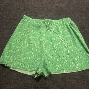 ASOS DESIGN Ditsy Floral Plisse Shorts Green Pink Women's size 6